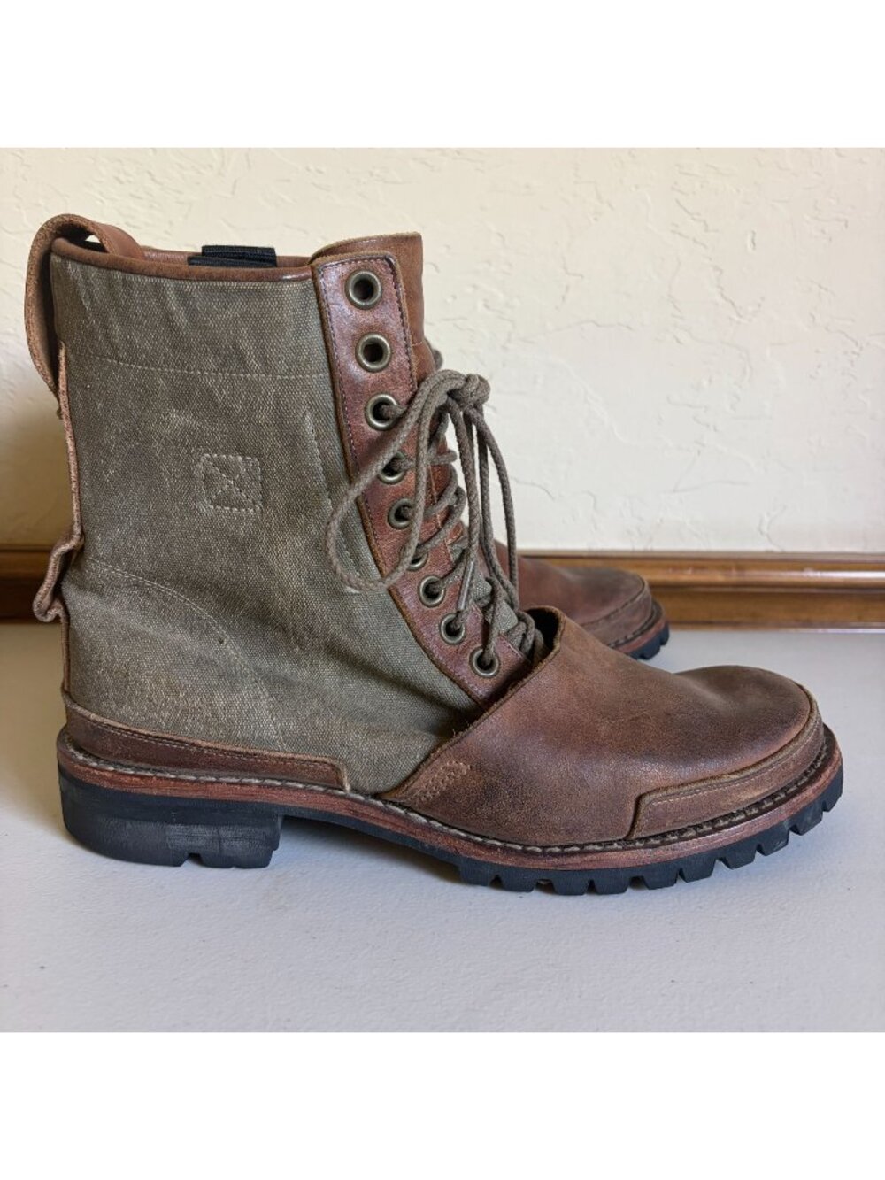 Timberland Boot Company Tackhead Canvas Brown Leather Boots Size Men's US 10M